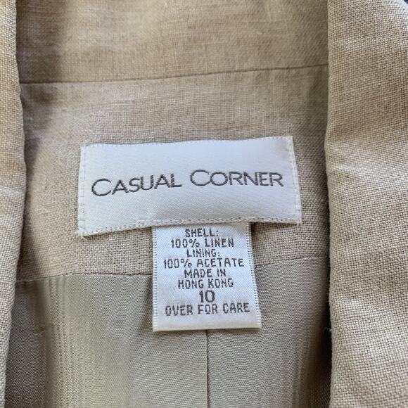 Casual Corner Blazer Womens 10 Beige 100% Linen Career Classic - Picture 6 of 11